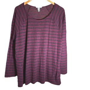 AVA & VIV Long Sleeve T-Shirt Top Women's Plus Size 1X Womens Striped Shirt